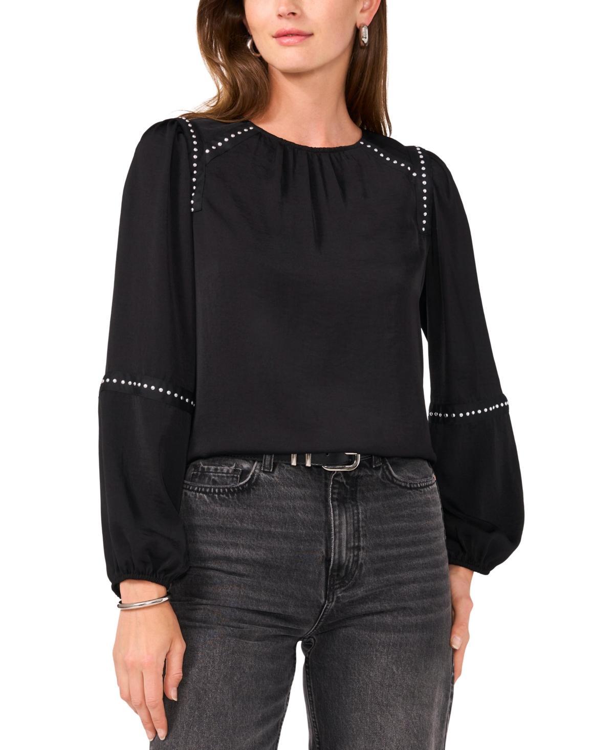 Vince Camuto Womens Grommet-Trim Long-Sleeve Top Product Image