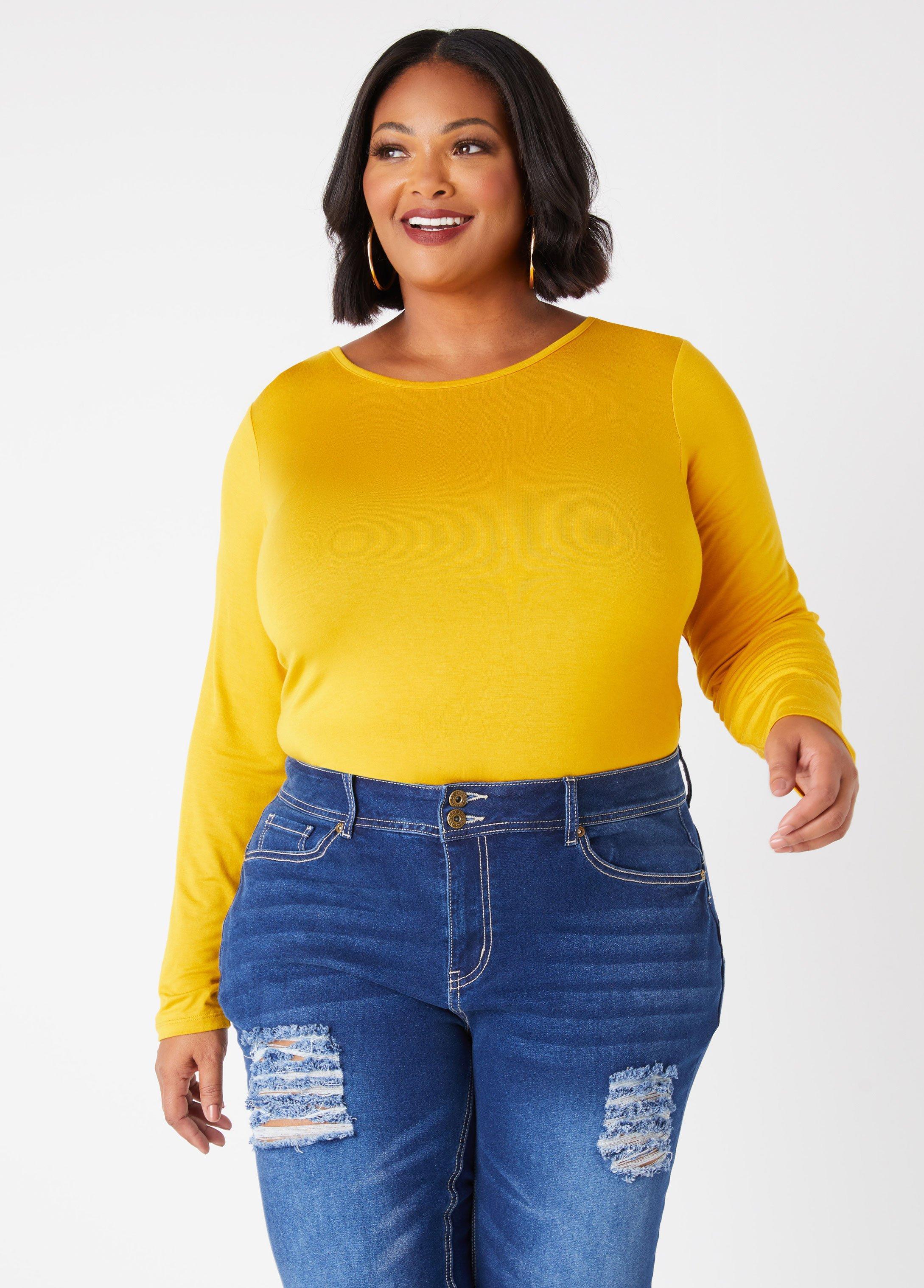 Plus Size Basic Long Sleeved Jersey Tee Ashley Stewart Product Image