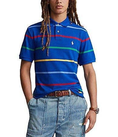 Polo Ralph Lauren Classic Fit Striped Mesh Polo Shirt (Sapphire Star ) Men's Clothing Product Image