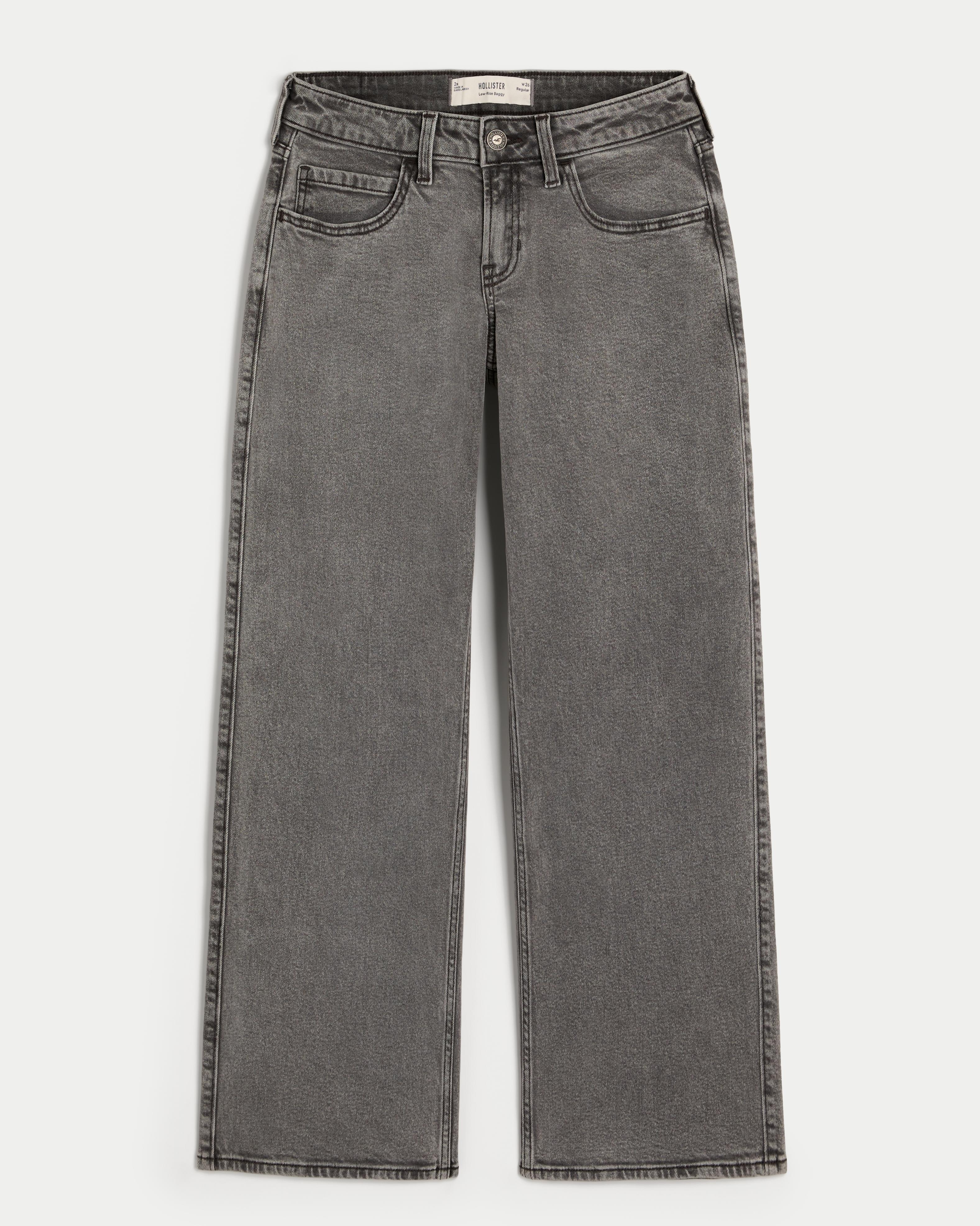 Low-Rise Distressed Medium Wash Baggy Jeans Product Image