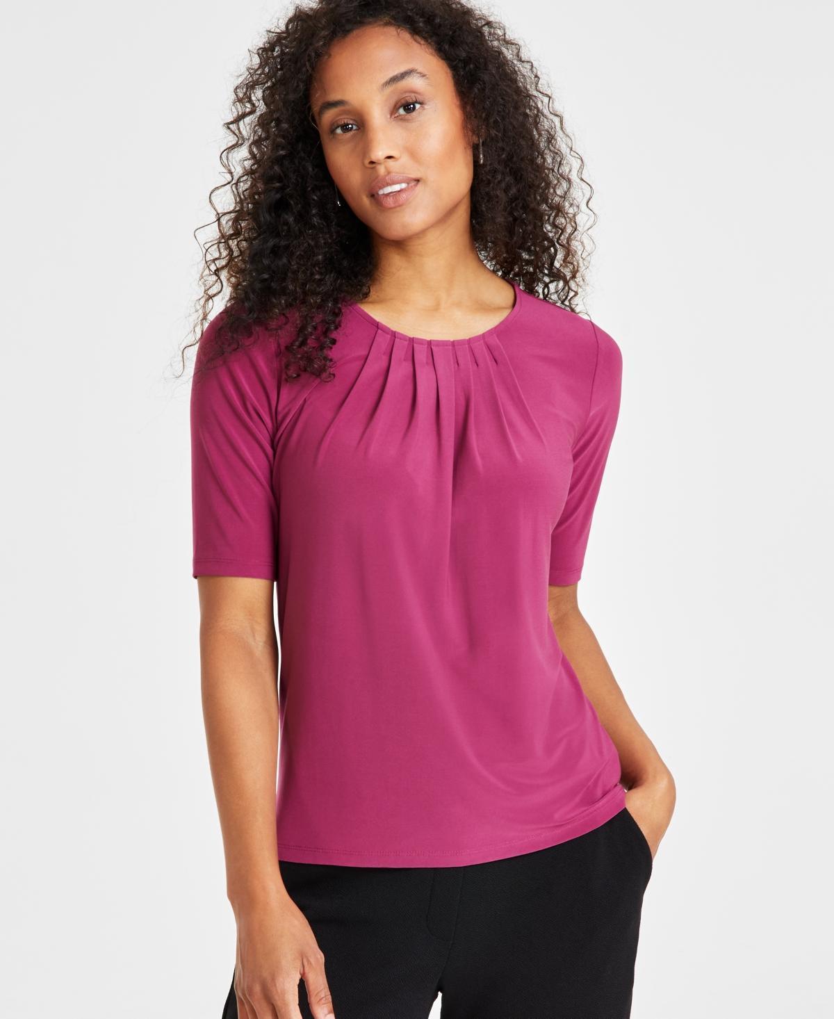 Women's Crewneck Elbow-Length-Sleeve Blouse  Product Image