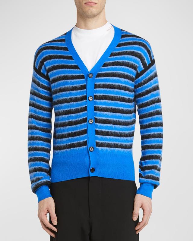 Mens Fuzzy Striped Cardigan Product Image