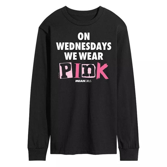 Mens Mean Girls Wednesdays We Wear Pink Long Sleeve Graphic Tee Product Image