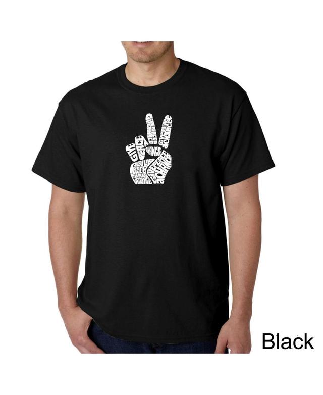 La Pop Art Mens Word Art T-Shirt - Peace Fingers Product Image