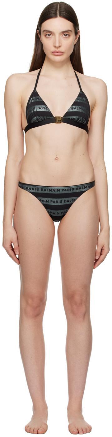 BALMAIN Black Print Bikini In 001 Black Product Image