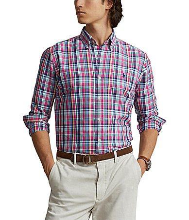 Polo Ralph Lauren Classic-Fit Performance Stretch Plaid Oxford Long Sleeve Woven Shirt Product Image