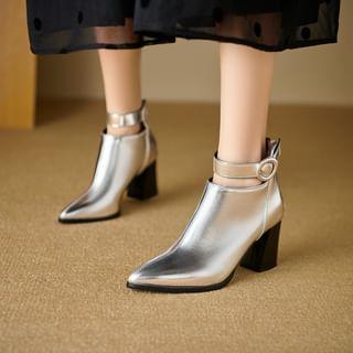 Block Heel Metallic Ankle Boots Product Image