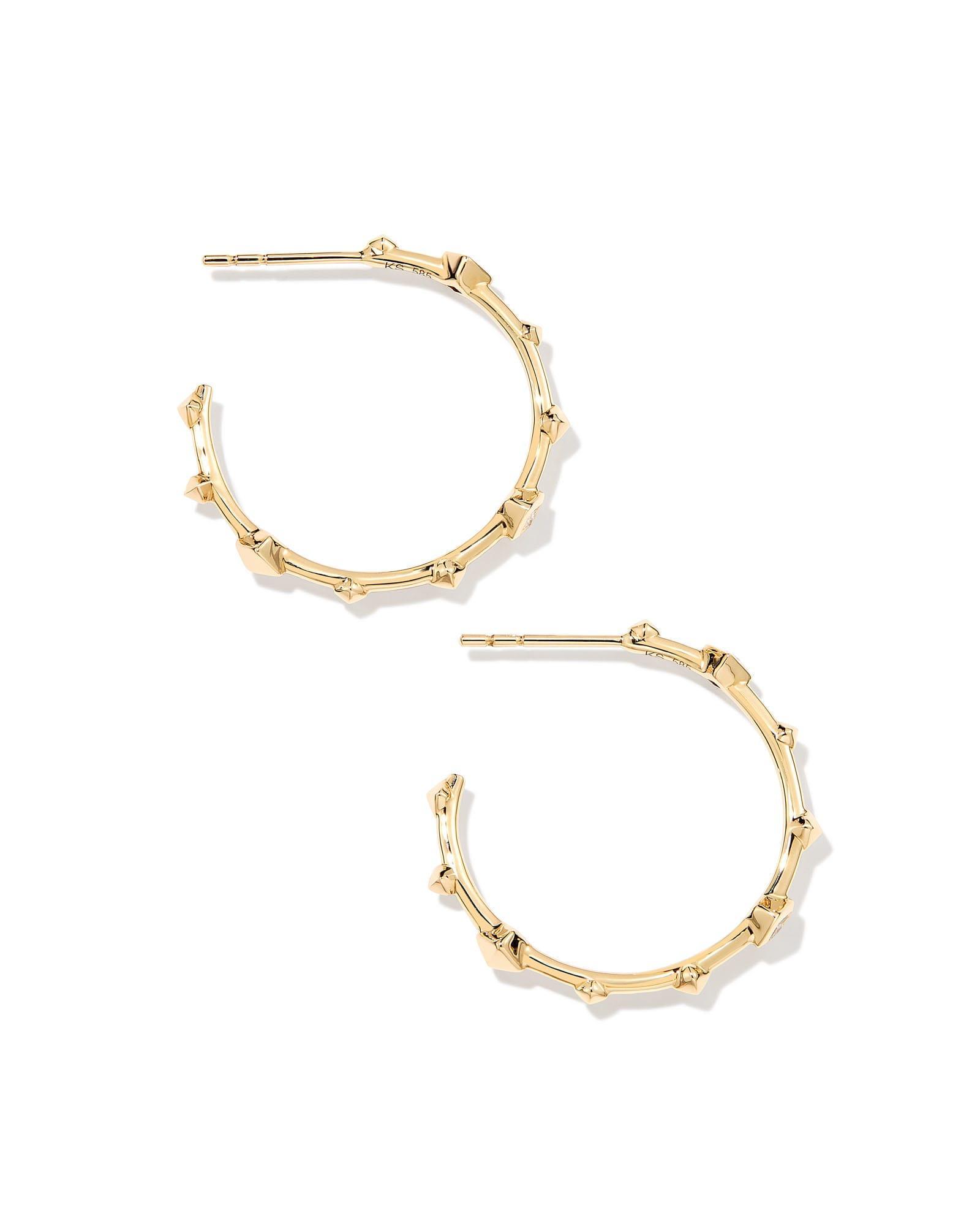 Michelle 14k White Gold Hoop Earrings in White Diamond Product Image