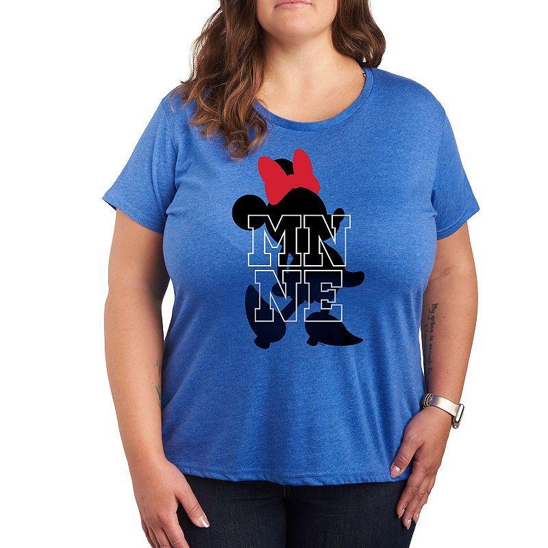 Disneys Minnie Mouse Plus Silhouette Graphic Tee, Womens Grey Royal Blue Product Image