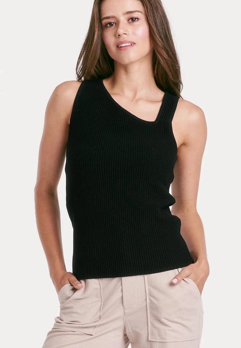 Charlie Cut Out Rib Tank- Black Product Image