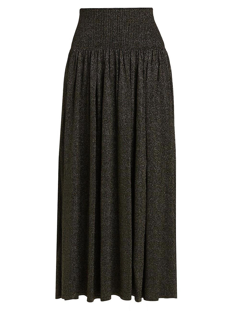 Womens Crush Metallic Knit Flare Skirt Product Image