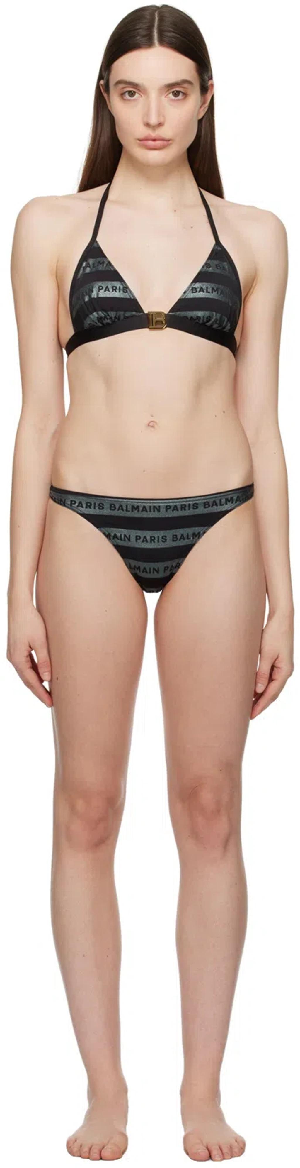 BALMAIN Black Print Bikini In 001 Black Product Image