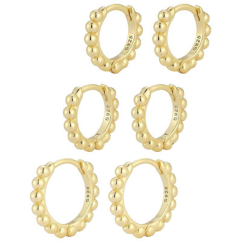 Sunkissed Sterling Triple Bubble Huggie Hoop Earring Set, Womens, Gold Tone Product Image