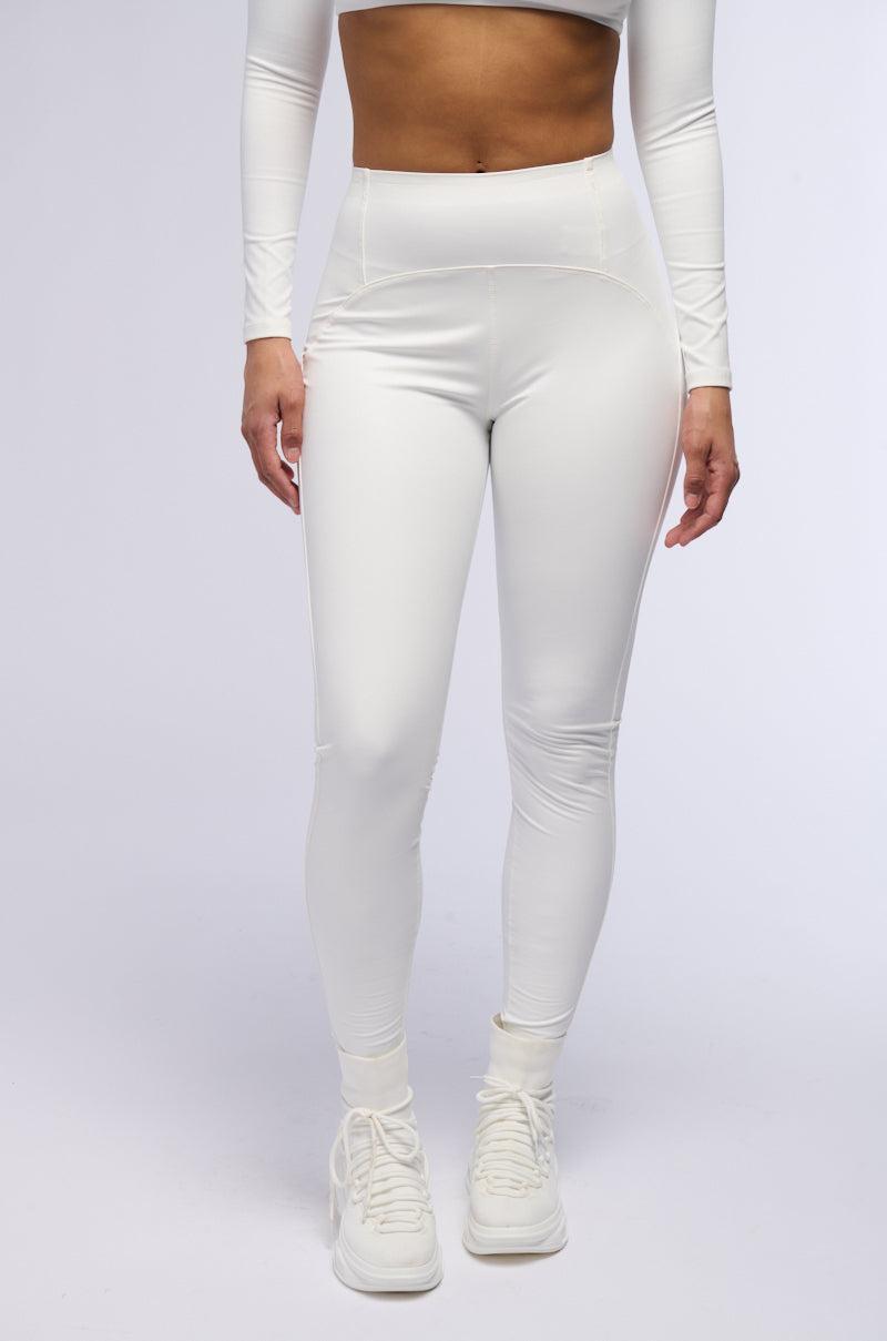 RIO FAUX LEATHER HIGH RISE LEGGING IN WHITE Product Image