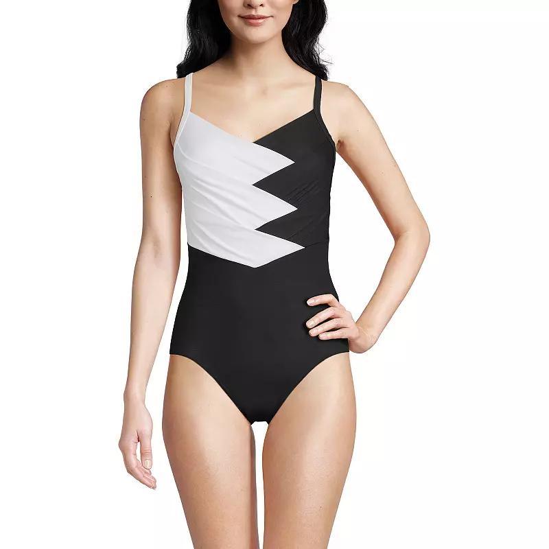 Womens Lands End D-Cup SlenderSuit Pleated Sweetheart One-Piece Swimsuit Product Image