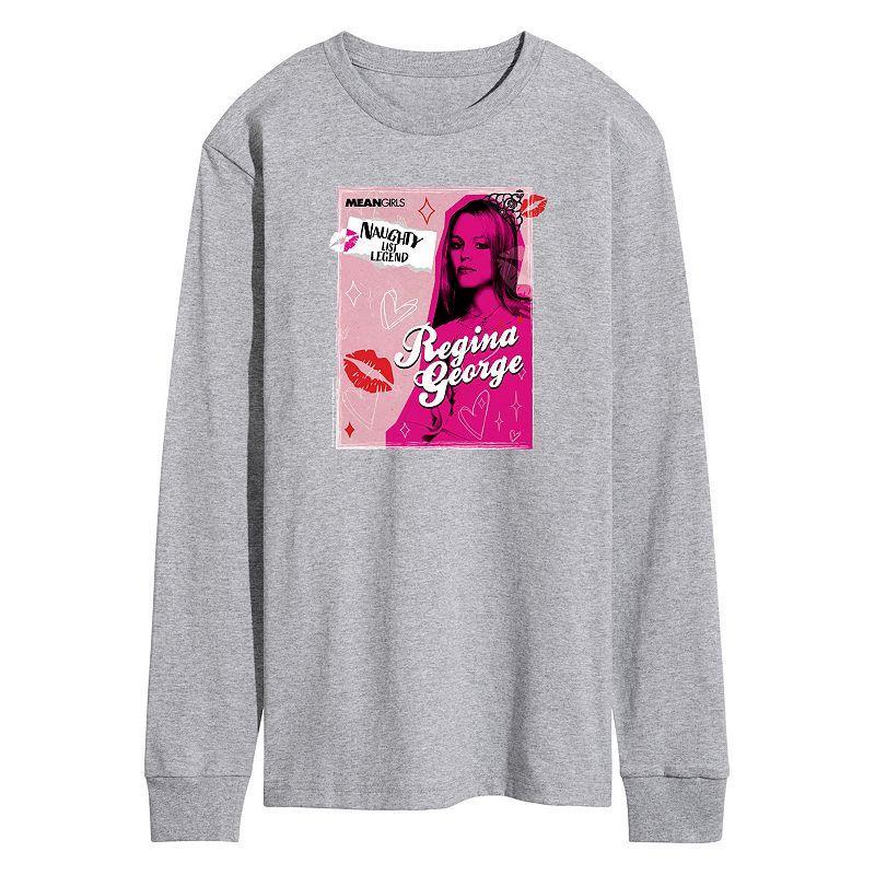 Mens Mean Girls Regina George Naughty List Long Sleeve Graphic Tee Grey Gray Product Image