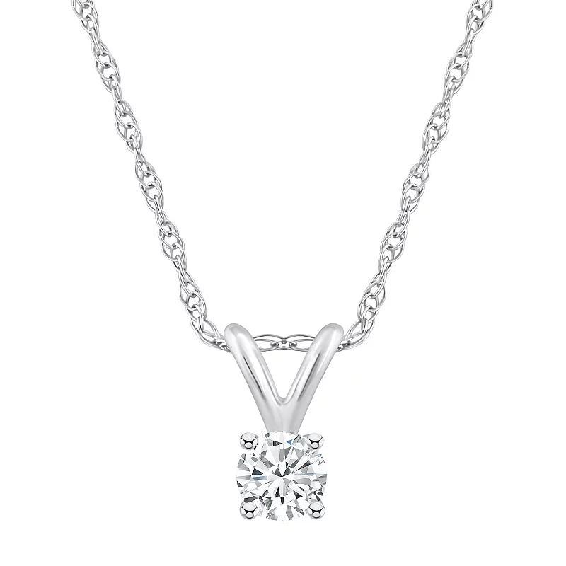 Celebration Gems 14k White Gold 1/4 Carat T.W. Diamond Solitaire Pendant Necklace, Womens Product Image