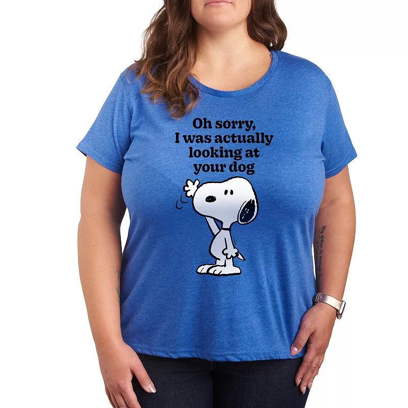 Plus Peanuts Snoopy Looking At Your Dog Graphic Tee, Womens Product Image