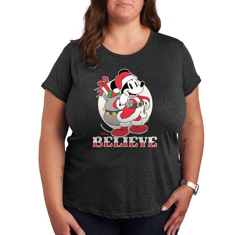 Disneys Mickey Mouse Plus Believe Graphic Tee, Womens Med Blue Product Image