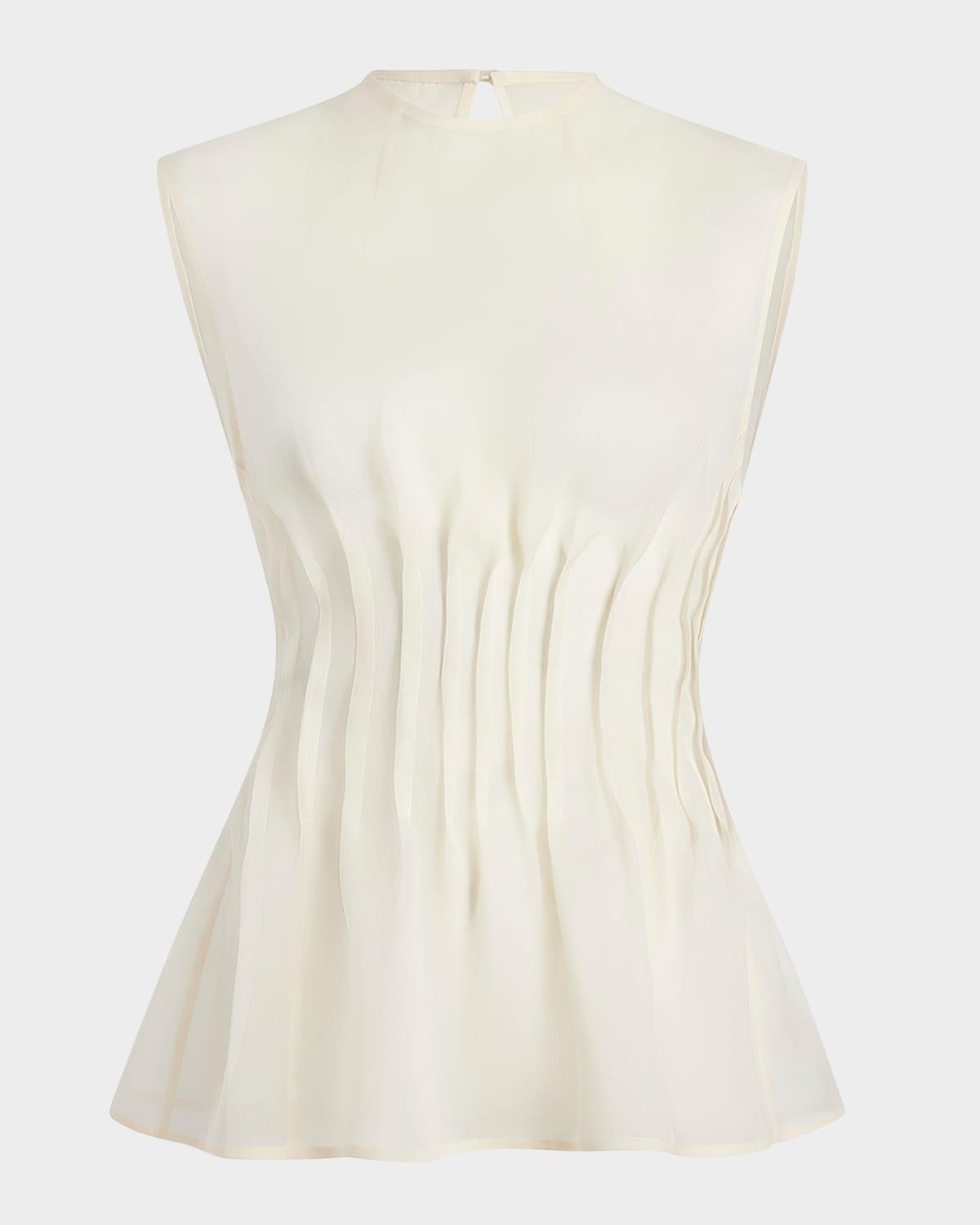 Westin Pleated Silk Top In Ivory Product Image