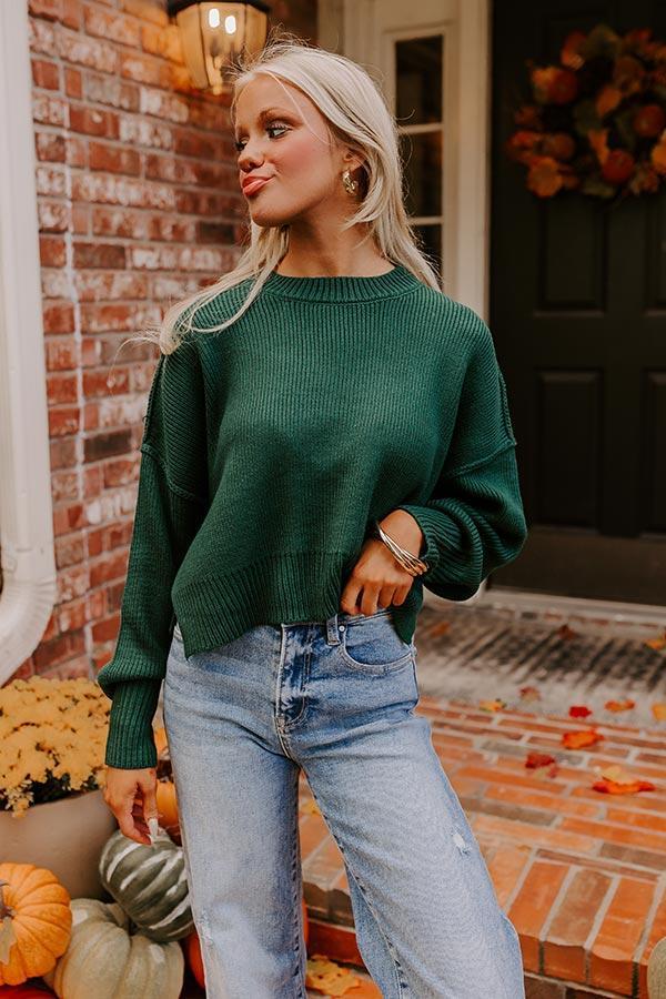 Harvest Wishes Ribbed Sweater in Hunter Green Product Image