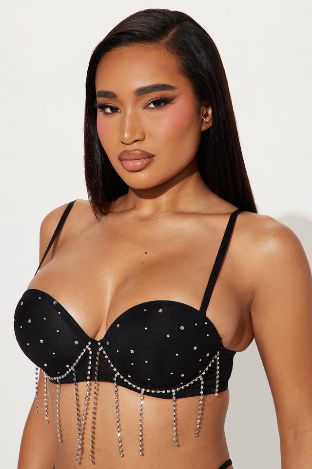 Your Eyes On Me Rhinestone Bra - Black Product Image