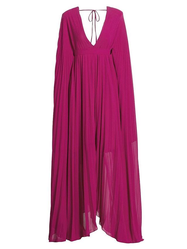 Womens Delilah Pleated Cape-Sleeve Gown Product Image