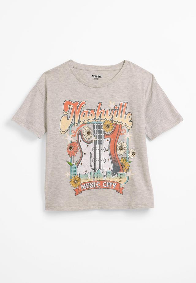 Maurices Womens S (9) Size Girls Nashville Oversized Graphic Tee Gray Product Image