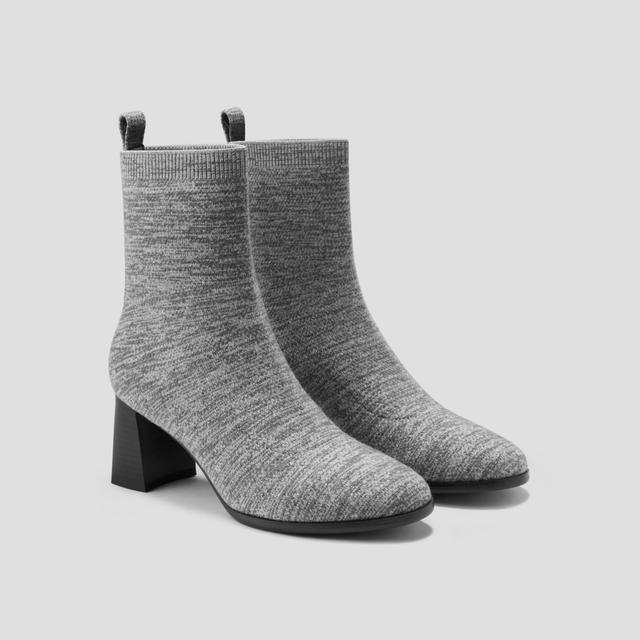 Round-Toe Wool Water-Repellent Heeled Boots (Thalita) Product Image