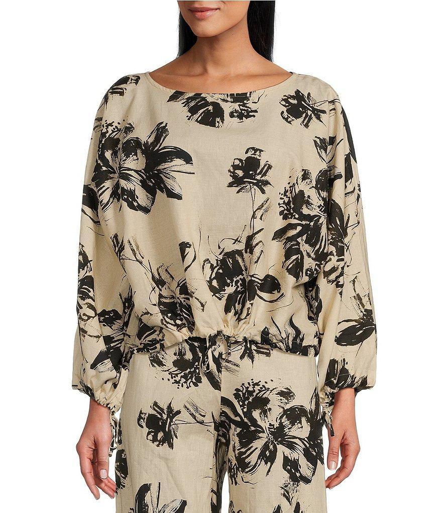 Bryn Walker Floral Print Boat Neck Long Sleeve Gianna Coordinating Cropped Shirt Product Image