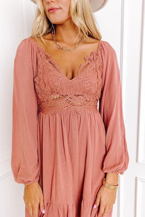 All The Sway Lace Mini Dress In Rustic Rose Product Image