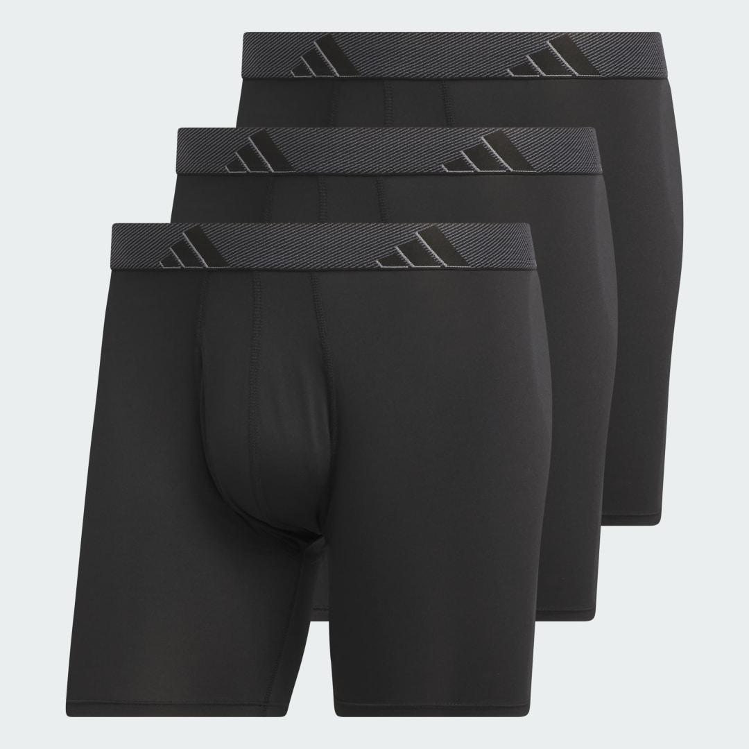 adidas Microfiber Boxer Briefs 3-Pack (Big and Tall) Black 4XL Mens Product Image