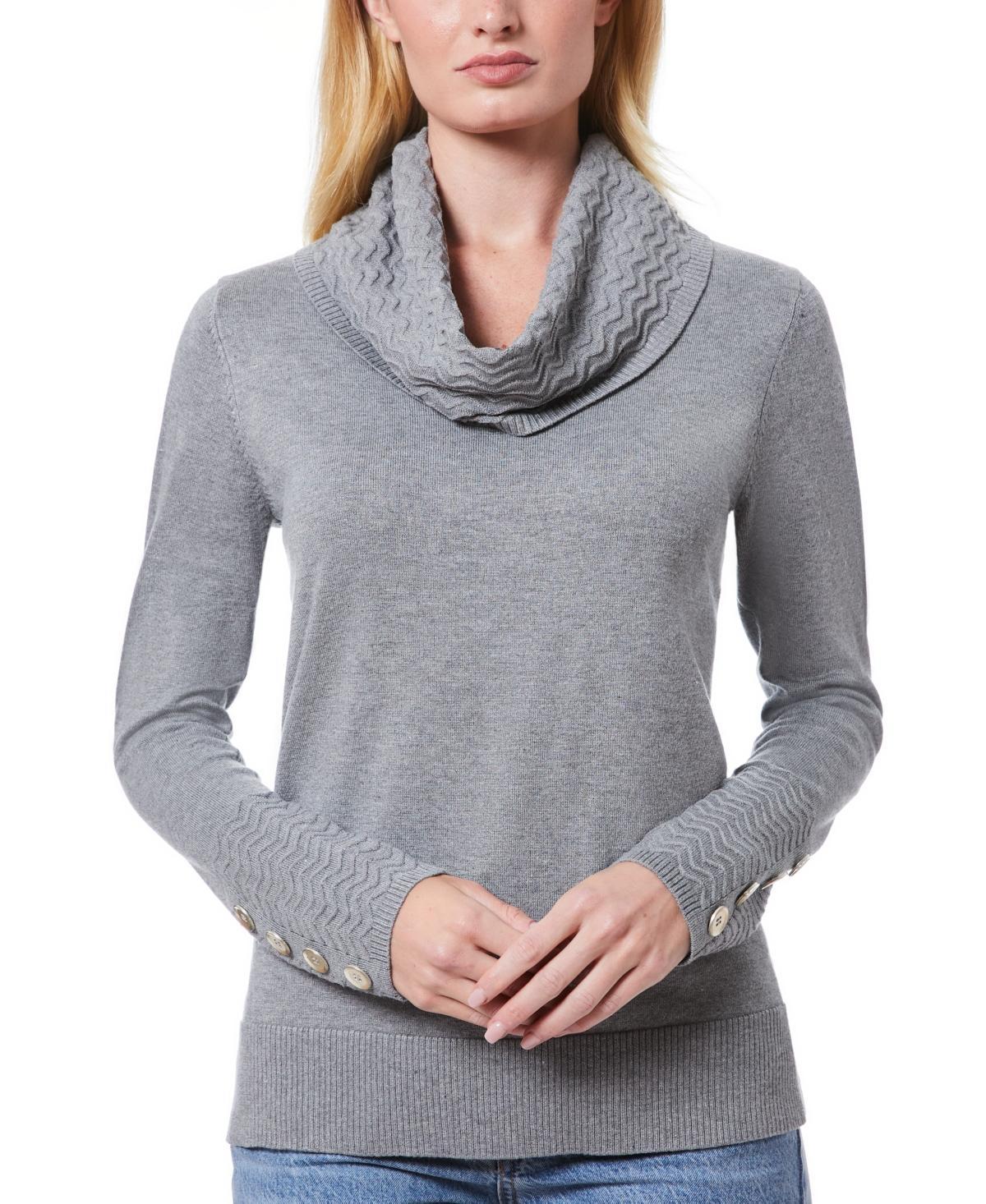 Melissa Paige Womens Chevron-Trimmed Cowl-Neck Sweater, Regular & Petites Product Image