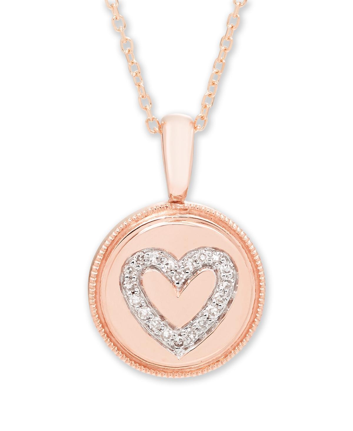 Diamond (1/16 ct. t.w.) Heart Pendant in 14k Yellow or Rose Gold Product Image