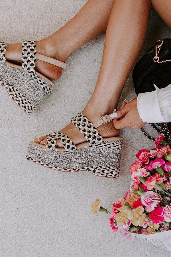 The Eloise Woven Platform Wedge in Black Product Image