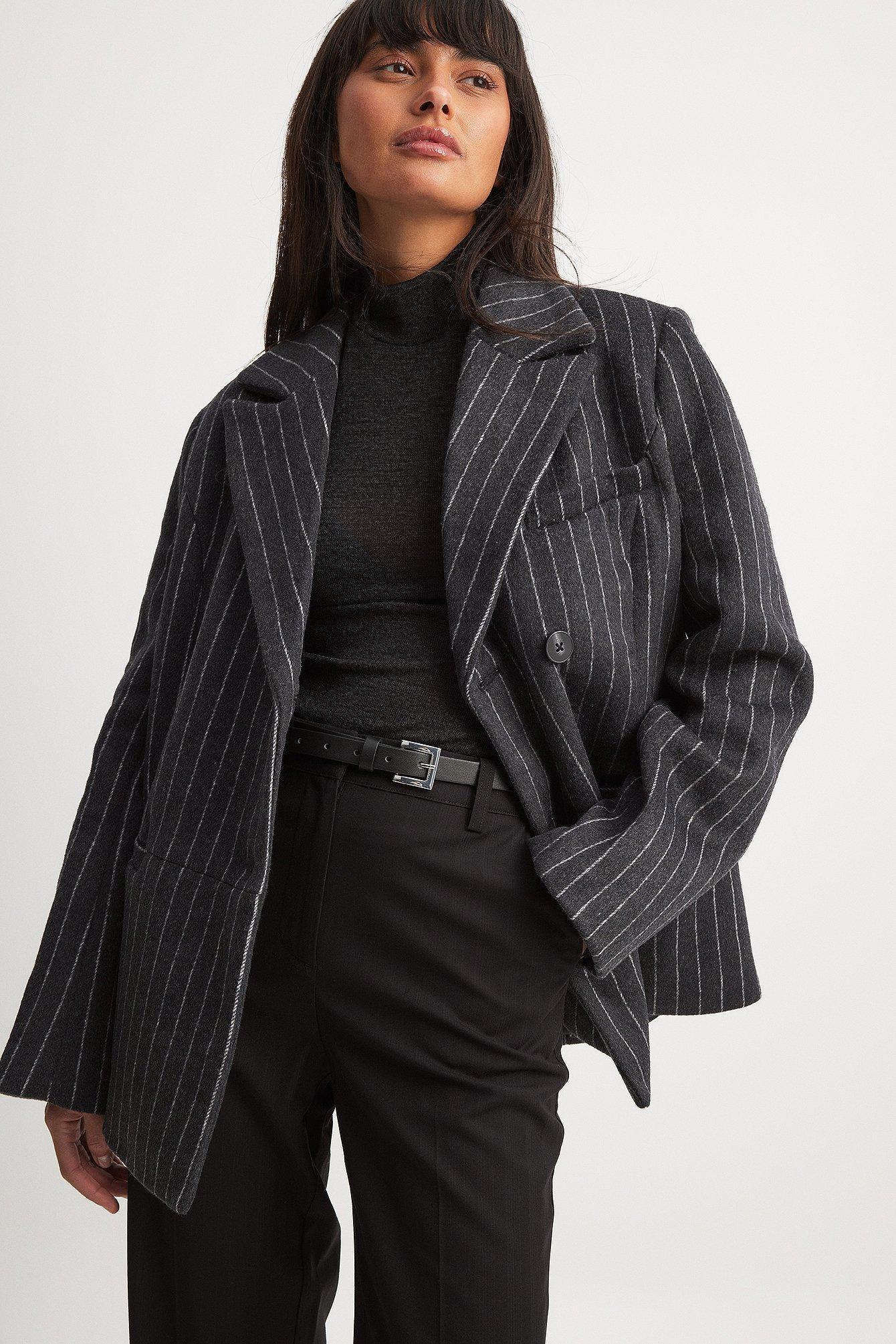 Wool Blend Oversized Blazer Jacket Product Image