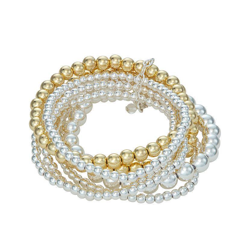 Napier Two Tone Mixed Beads 7 Row Stretch Bracelet, Womens Product Image