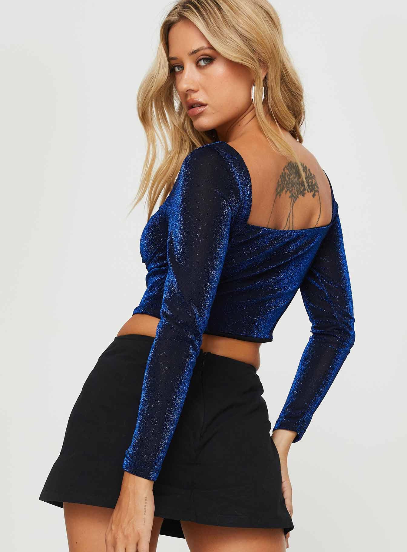 Bruna Long Sleeve Top Blue Product Image