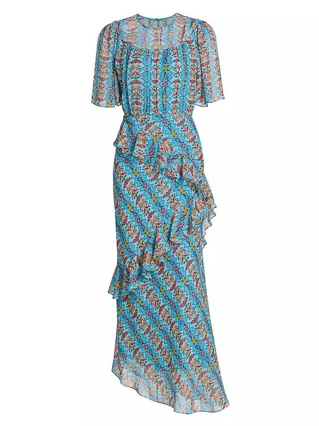 Vida Printed Silk Ruffled Maxi Dress Product Image