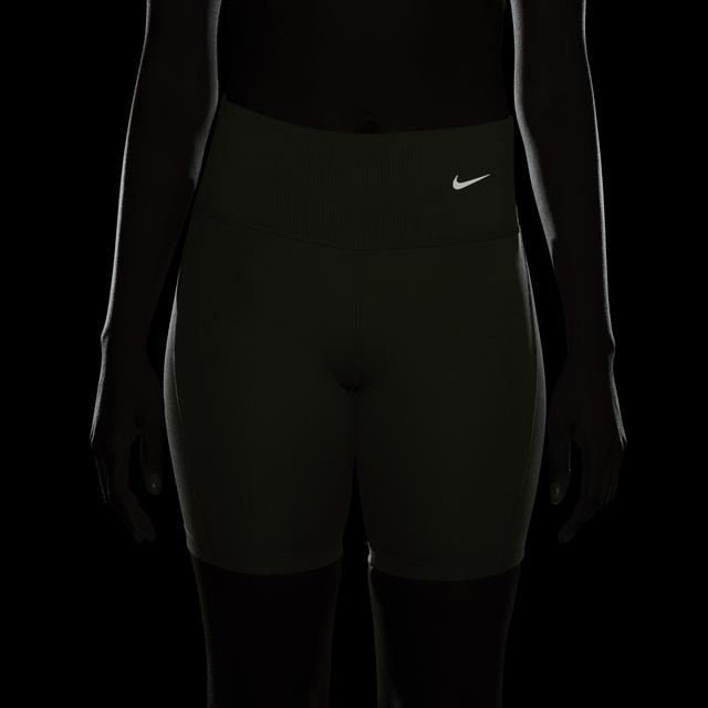 Nike Womens Tight Mid-Rise Ribbed-Panel Running Shorts with Pockets Product Image