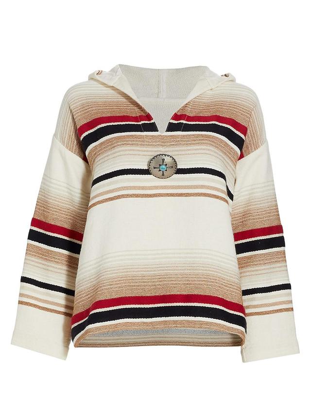 Womens Stripe Cotton-Blend Hooded Sweater Product Image