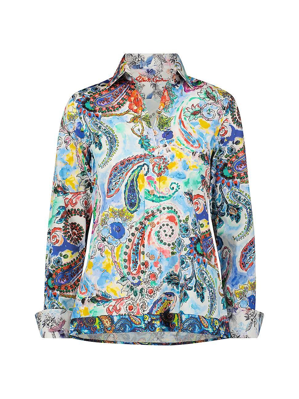 Womens Priscilla Cotton-Blend Watercolor Shirt Product Image