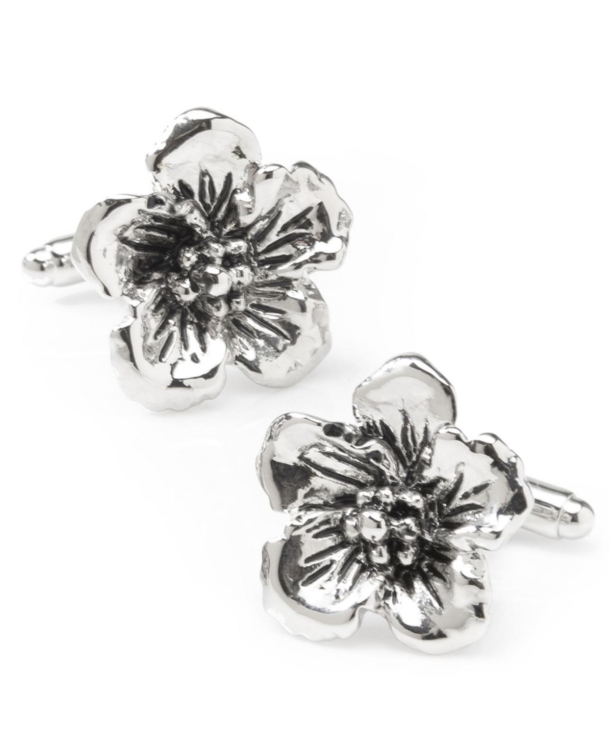 Mens Flower Cufflinks, Grey Product Image