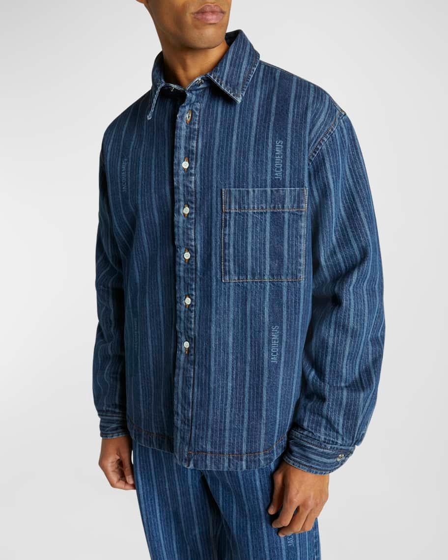 Men's Striped Denim Button-Down Shirt Product Image