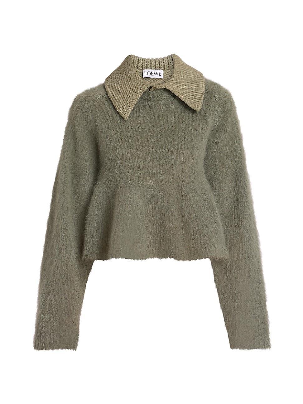 Womens Mohair-Wool Blend Polo Sweater Product Image