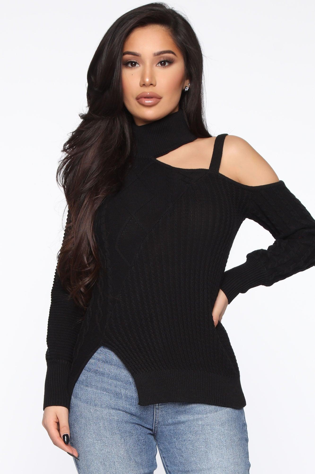 Keeping Me Away From The Cold Sweater - Black Product Image