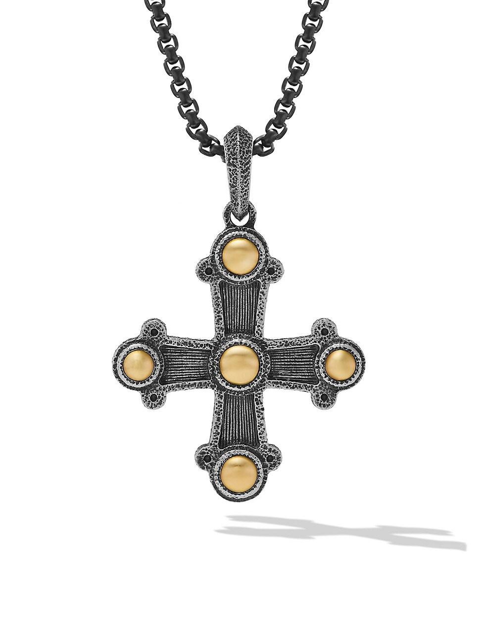 Mens Shipwreck Cross Amulet in Sterling Silver with 18K Yellow Gold, 44MM Product Image