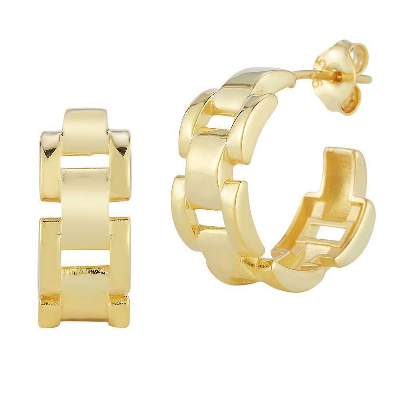 Sunkissed Sterling Bold Chain Link Hoop Earrings, Womens, Gold Tone Product Image