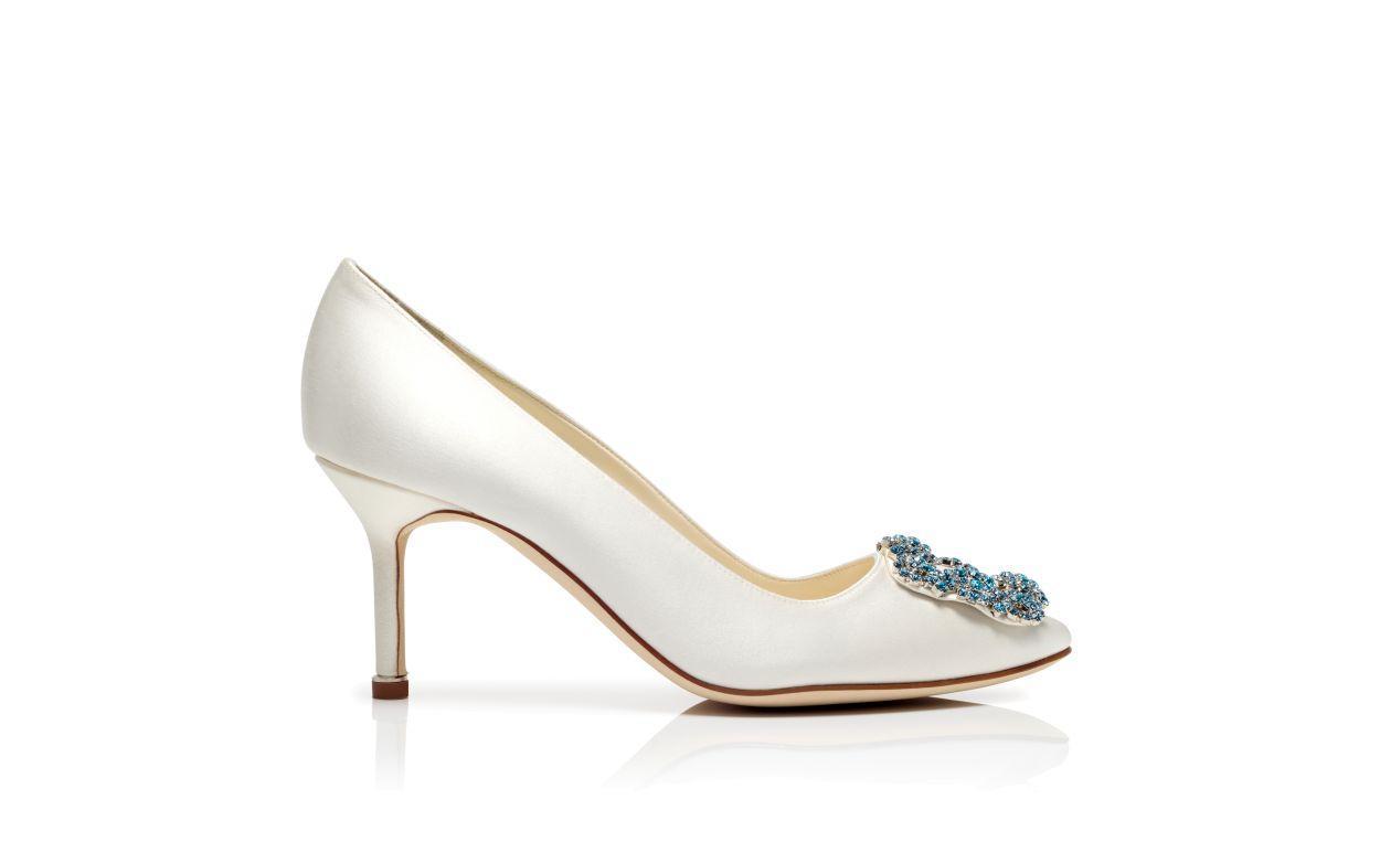 HANGISI BRIDE 70 White Satin Jewel Buckle Pumps Product Image