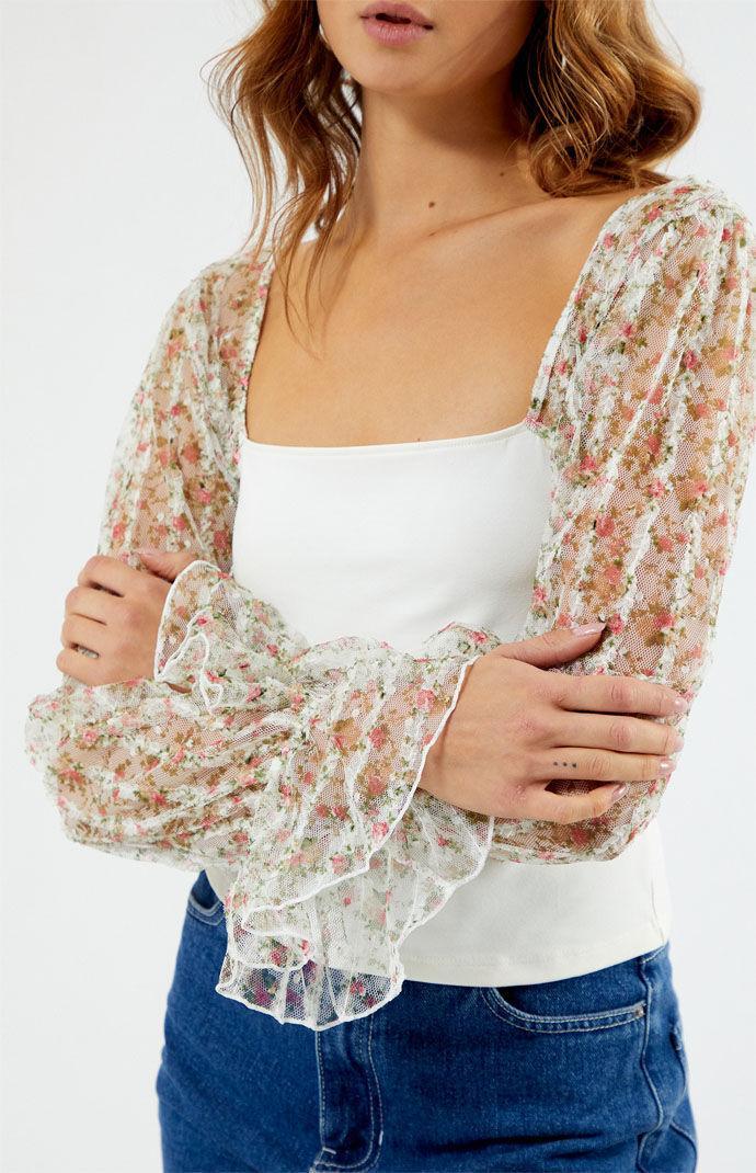 x Intimately FP Gimme Butterflies Long Sleeve Top In Ivory Combo Product Image